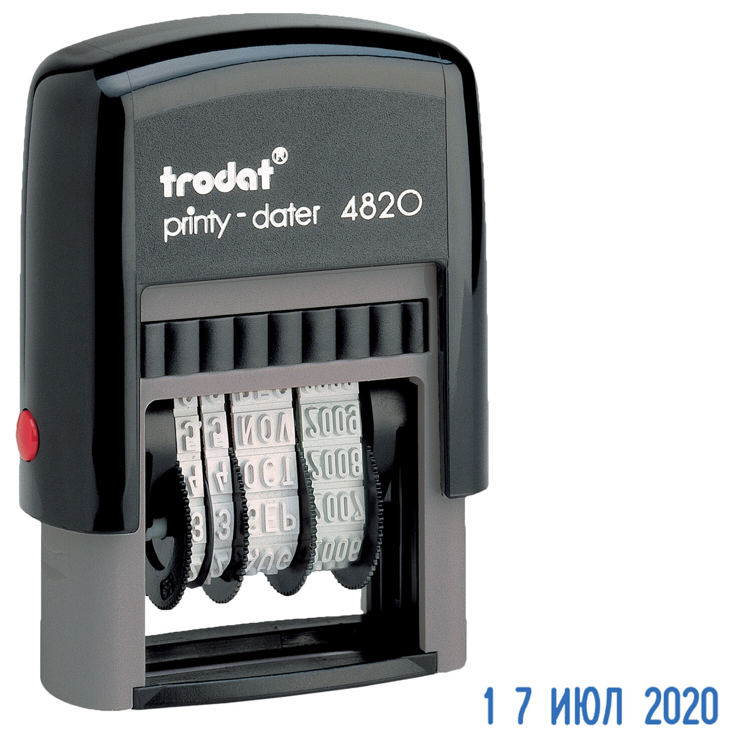 Датер-мини месяц буквами, оттиск 22*4мм синий, TRODAT 4820, корпус черный 73930 235581