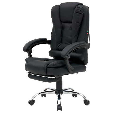 Кресло офисное CROMEX (КРОМЕКС) "Chill MS-005", с функцией вибромассажа, подножка, экокожа, черное, 532958 - МСК «Форвард»