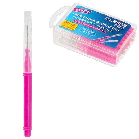 Межзубные ершики 0,7 мм для зубов и брекетов, 40 + 2 шт., в боксе, прямая ручка (I-тип), LAIMA DENT, 609411 - МСК «Форвард»