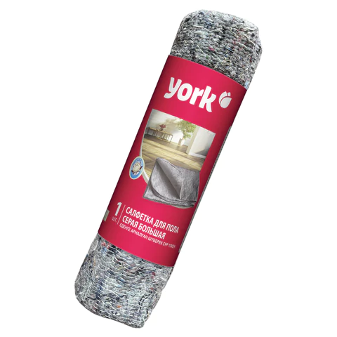 Тряпка для мытья пола 60х75 см, плотность 260 г/м2, ХПП, серая в рулоне, YORK, 22310 608406 - МСК «Форвард»