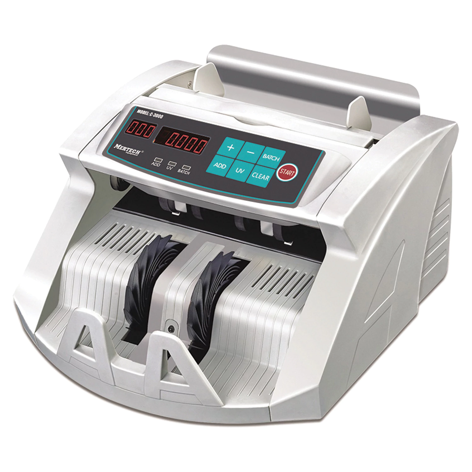 Счетчик банкнот MERTECH C-3000 WHITE, 1000 банкнот/мин., ИК, УФ детекция, фасовка, белый,5517 291253