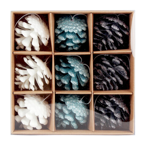 Украшение ёлочное 9 шт., 4 см, "Шишки", пластик, ЗОЛОТАЯ СКАЗКА, 592455 - МСК «Форвард»