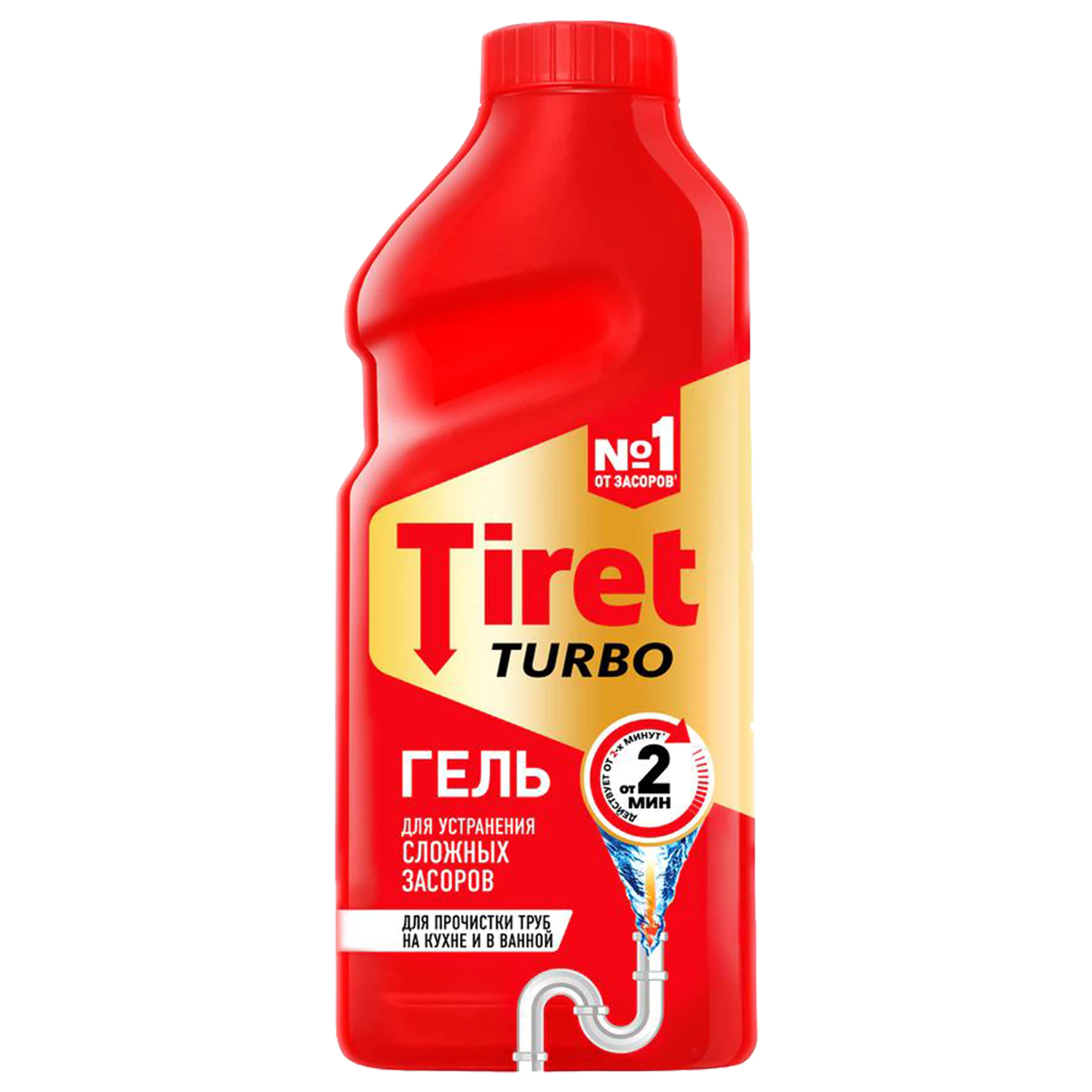 Средство для прочистки канализационных труб 500мл TIRET (Тирет) Turbo, гель, 8147369 602019 ЧЕСТНЫЙ ЗНАК!