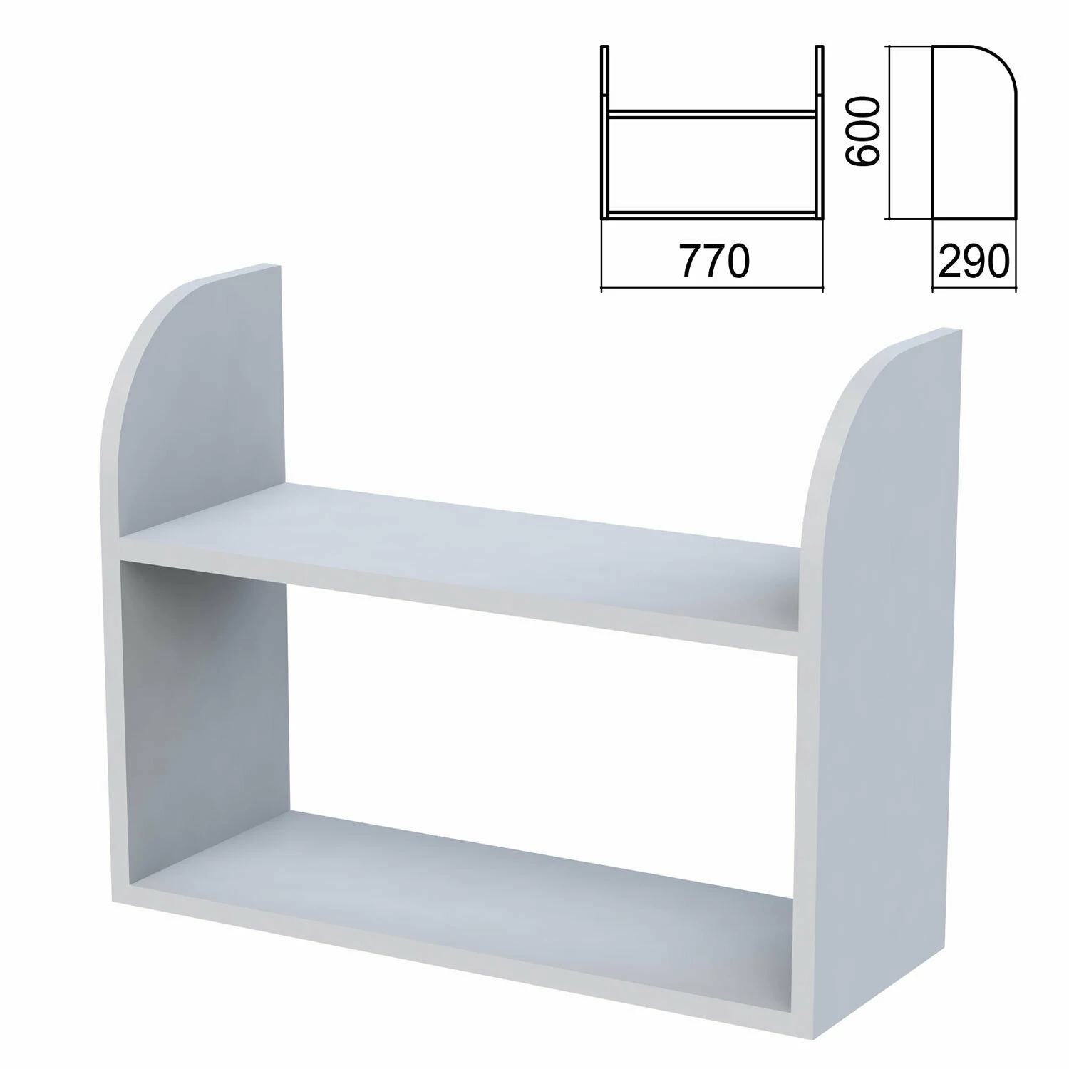 Полка навесная настенная "Арго" (ш770*г290*в600 мм), серый, А-300, 641693