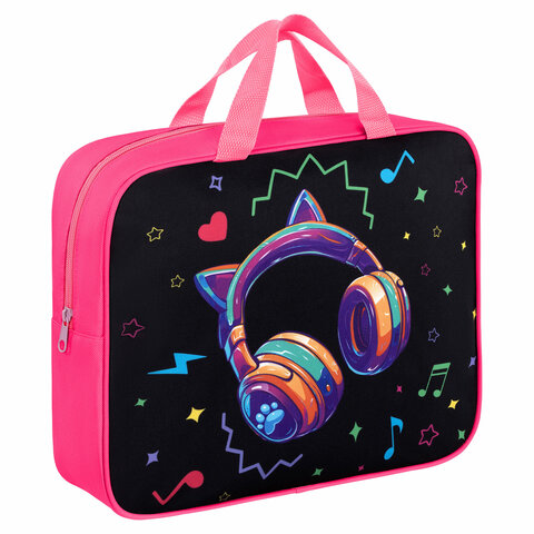 Папка на молнии с ручками BRAUBERG А4, 1 отделение, полиэстер, 80 мм, "Headphones", 273302 - МСК «Форвард»