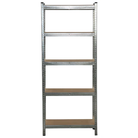 Стеллаж металлический BOOMHOUSE (БУМХАУС) безболтовой, 1800x750x350 мм, 5 полок МДФ, нагрузка на стеллаж до 875 кг, серебристый, 291411 - МСК «Форвард»