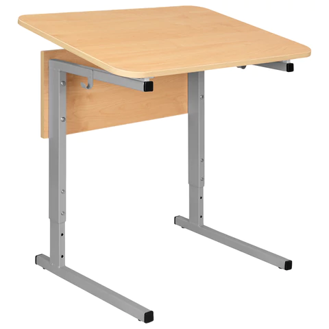 Стол-парта 1-местный, регулируемый угол, СУТ.54-01, 600х500х520-640 мм, рост 2-4, серый каркас, ЛДСП клён 532701 - МСК «Форвард»