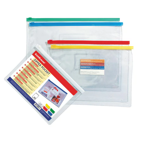 Папка-конверт на молнии ERICH KRAUSE А4 (334х241 мм), карман для визиток, прозрачная, 0,14 мм, 2935 272930 - МСК «Форвард»