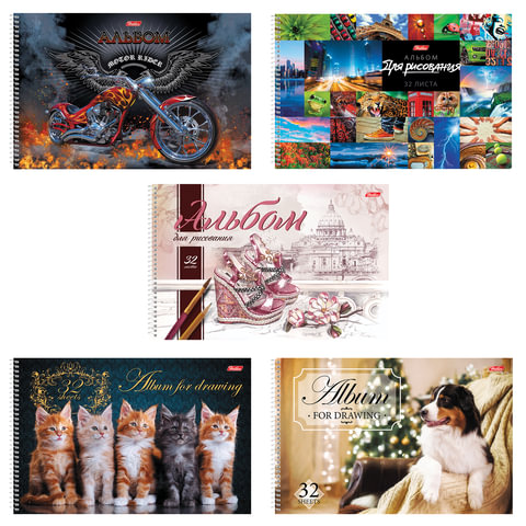 Альбом д/рис. А4 32л., спираль, обложка картон, HATBER, 205х300мм, Ассорти, 32А4Всп(A274705) A274705 104838