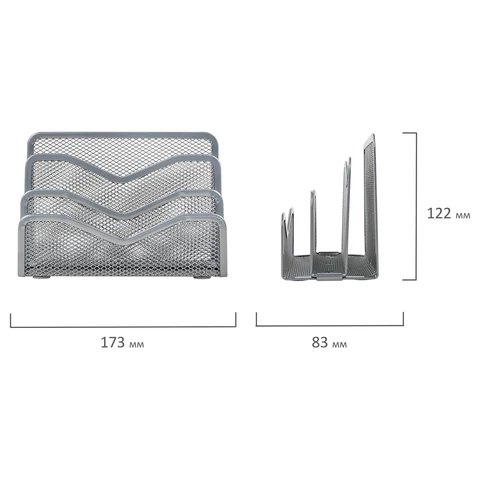 Подставка для сортировки писем и бумаг 3-х секционная BRAUBERG "Germanium", 122х173х83 мм, серебро, 237970 - МСК «Форвард»