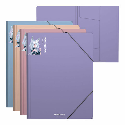 Папка на резинках ERICH KRAUSE "Matt Manga", до 300 листов, ассорти, 600 мкм, 61203 272941 - МСК «Форвард»