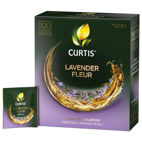 Чай CURTIS "Lavender Fleur" зеленый c лавандой, лепестками роз, 100 пакетиков в конвертах по 1,7 г, 102560 623398