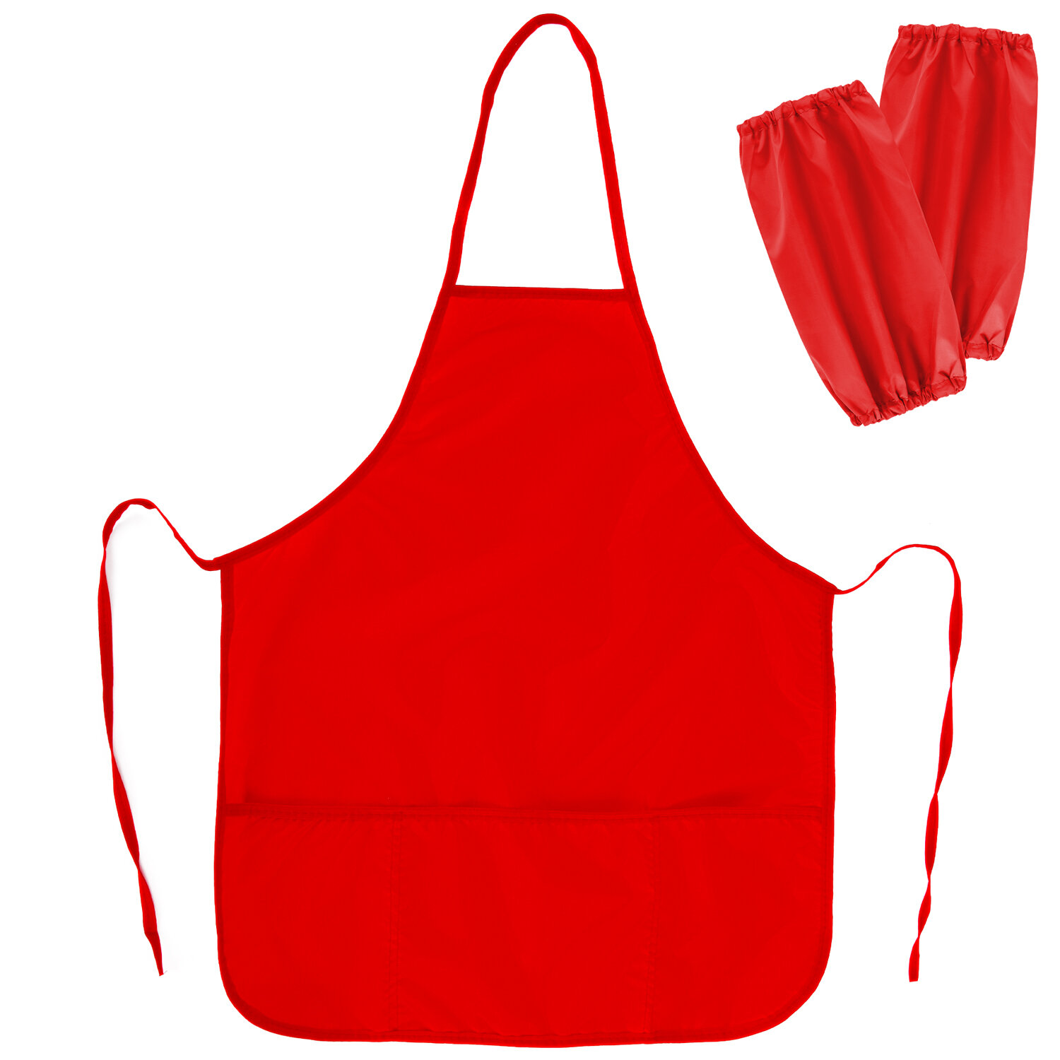 Накидка фартук с нарукавниками для труда ПИФАГОР, 3 кармана, увелич. размер, 45x60 см,красный,228362