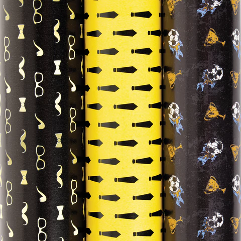 Бумага упаковочная мелованная НАБОР 3 шт., "Man Style", 70х100 см, 3 дизайна, ЗОЛОТАЯ СКАЗКА, 592064 - МСК «Форвард»