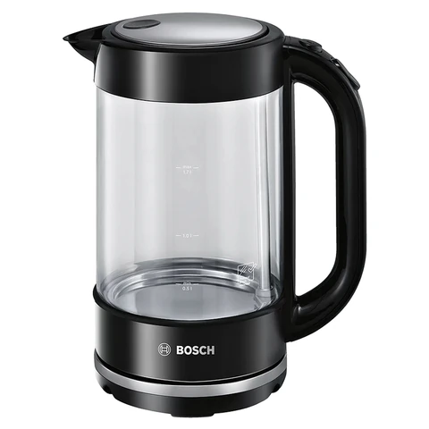 Чайник BOSCH TWK70B03, 1,7 л, 2400 Вт, закрытый нагревательный элемент, стекло, черный 458595 - МСК «Форвард»