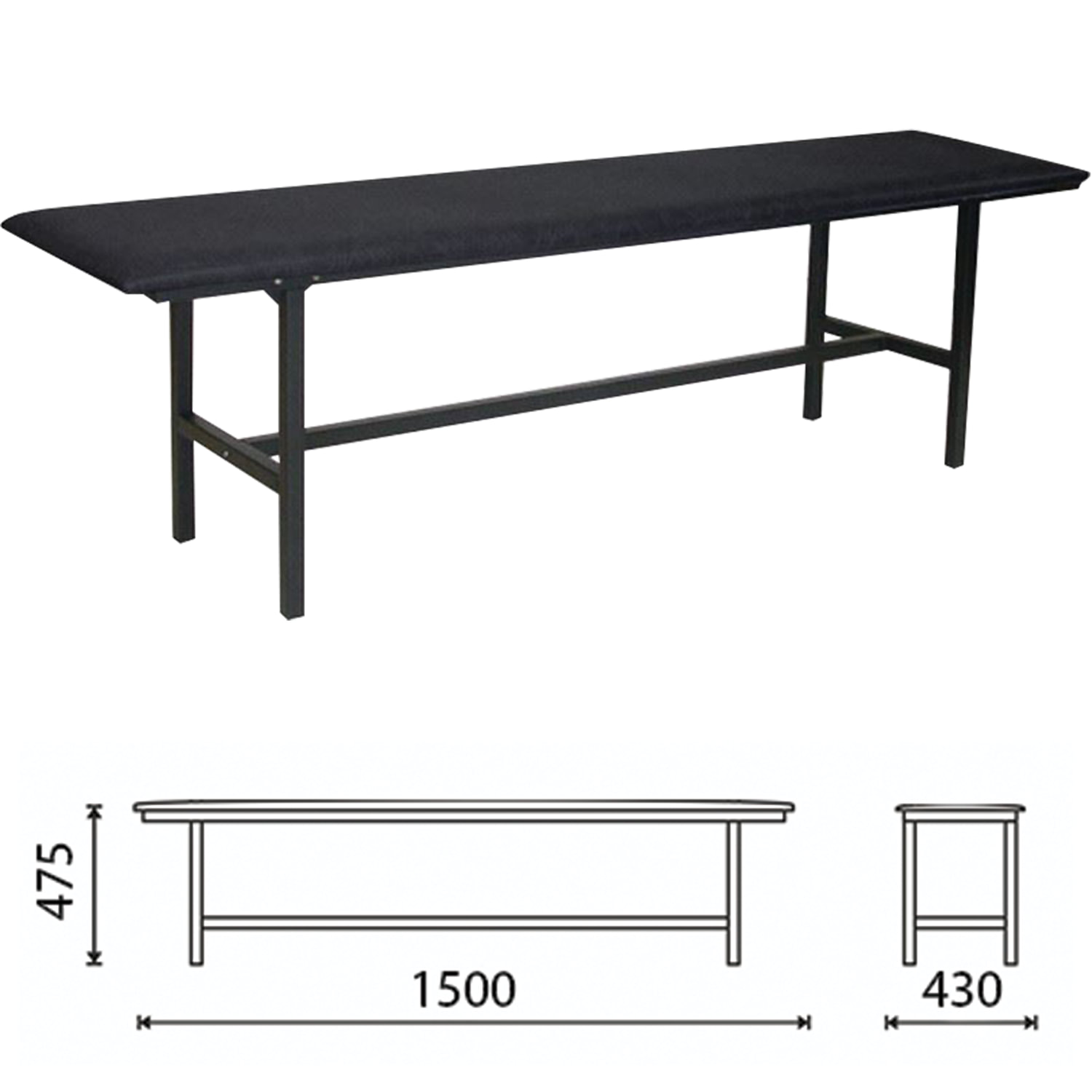 Банкетка без спинки "Берта" (ш1500*г430*в475), УСИЛЕННАЯ, черн.каркас, кожзам черн,разбор.,БМ4 К01 531263