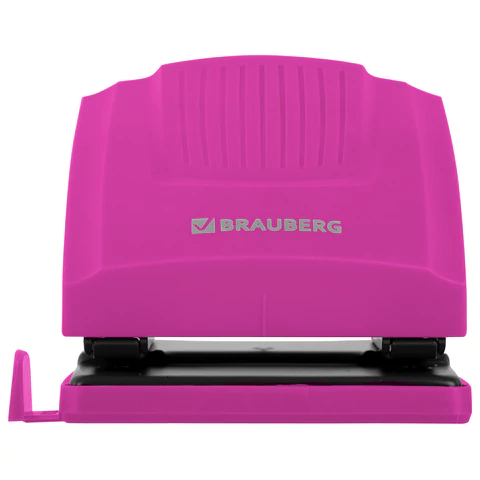 Дырокол BRAUBERG "SUPER", до 30 листов, цвет маджента и черный, 272745 - МСК «Форвард»