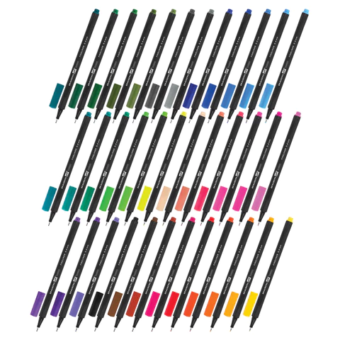 Ручки капиллярные (линеры), 36 ЦВЕТОВ, BRAUBERG ART, "Classic", трехгранные, металлический наконечник, линия письма 0,4 мм, 144150 - МСК «Форвард»