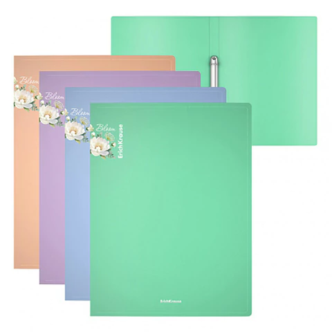 Папка на 2 кольцах ERICH KRAUSE "Matt Pastel Bloom", 24 мм, до 150 л., ассорти, 0,6 мм, 61184 минпромторг 272937 - МСК «Форвард»