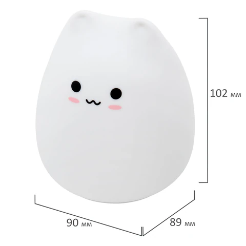 Ночник силиконовый LED "Котик" 90x89x102 мм, белый свет/RGB, таймер, USB, аккумулятор 400 мАч, DASWERK (ДАСВЕРК), 238935 - МСК «Форвард»