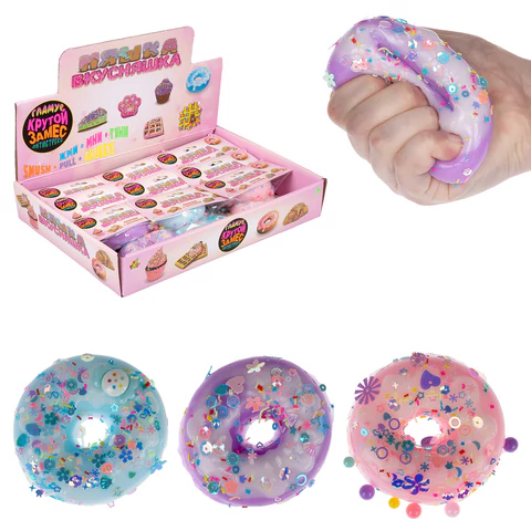 Игрушка-антистресс КОМПЛЕКТ 12ШТ "Крутой замес. НЯШКА-ВКУСНЯШКА ПОНЧИК С ПОСЫПКОЙ", 8,5х7,5 см, 1TOY, Т25363 665754 - МСК «Форвард»
