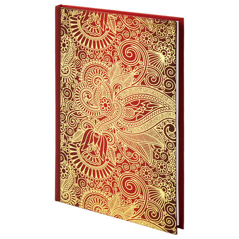 Блокнот А5 (135х206мм), 80л, твердый, клетка, фольга, BRAUBERG, Восточный узор, 126053