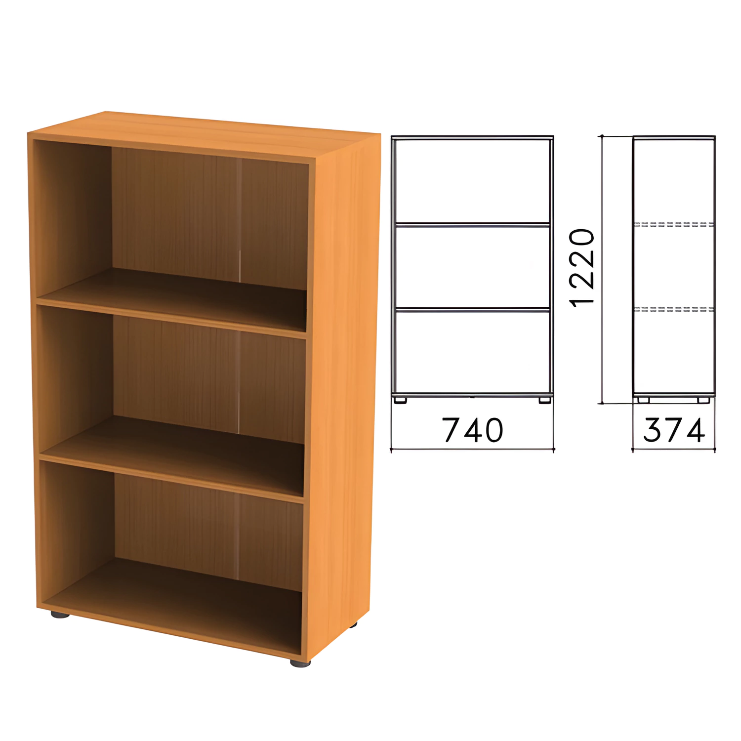 Шкаф (стеллаж) "Фея" (ш740*г370*в1220, мм), 2 полки, цвет орех милан, ШФ13.5 640013