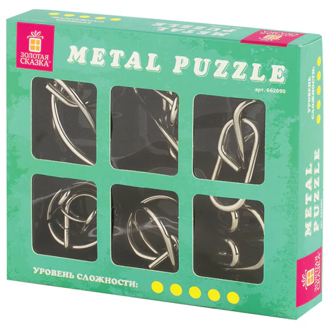 Головоломки металлические ЗОЛОТАЯ СКАЗКА (уровень сложности "ПРОФИ"), набор 6 штук, 662090 - МСК «Форвард»