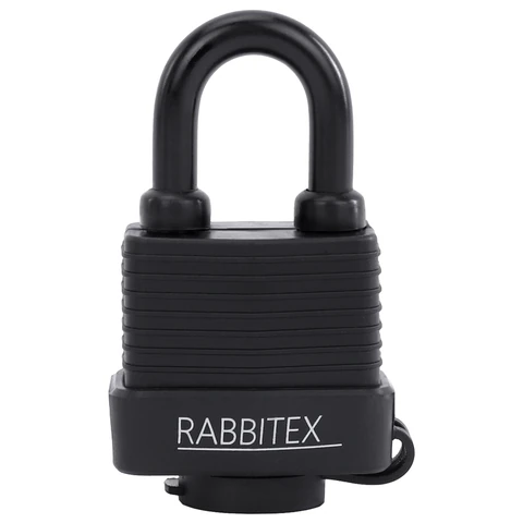 Замок навесной стальной 40 мм "Всепогодный", оцинкованный, прорезиненный, 3 ключа, RABBITEX (РАББИТЕКС), 671300 - МСК «Форвард»
