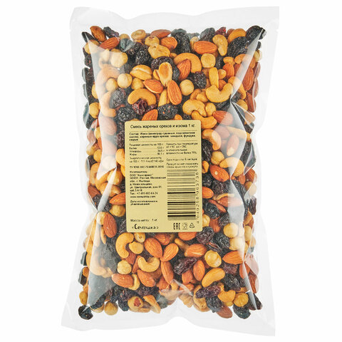 Смесь жареных орехов и изюма, СЕМУШКА, 1 кг 624067
