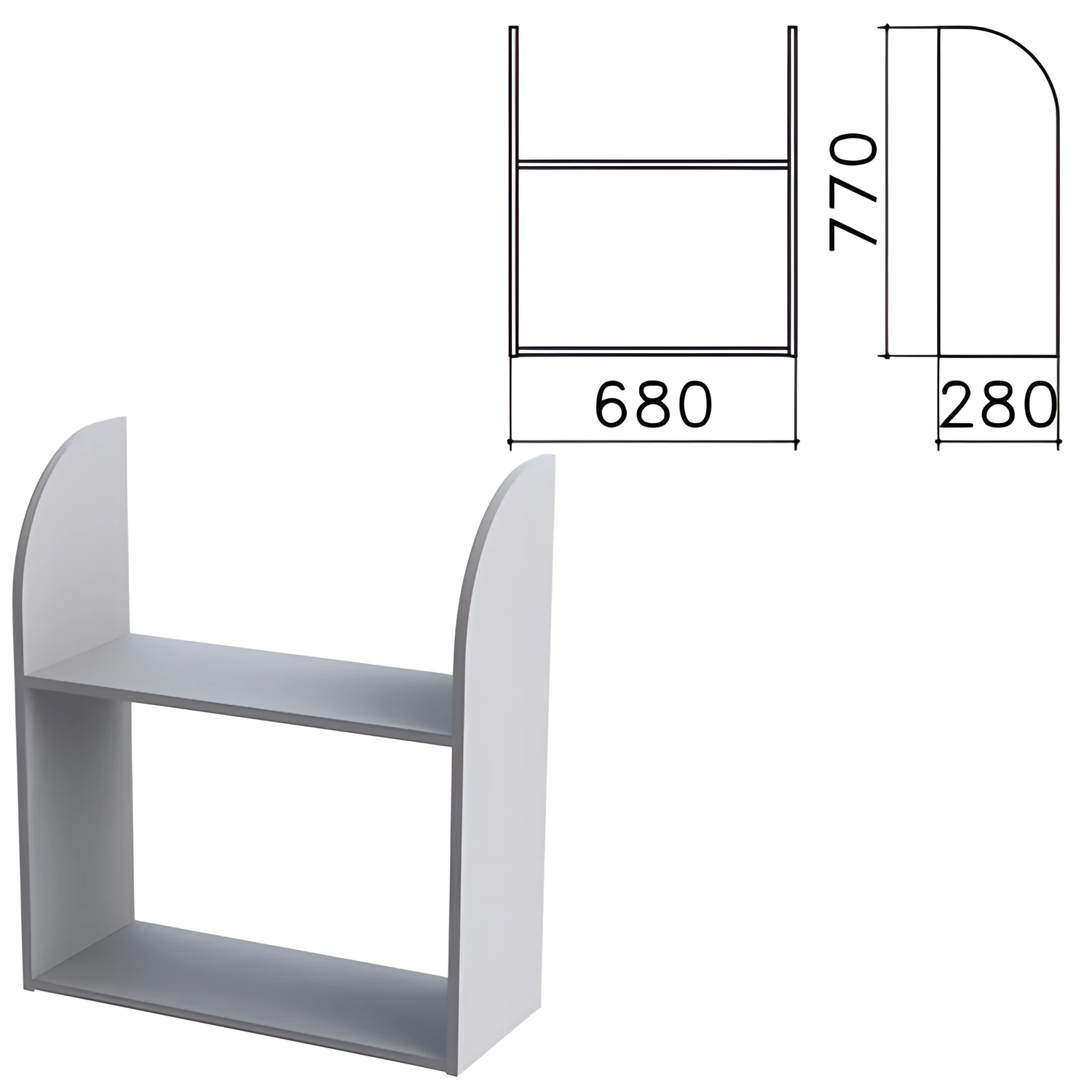 Полка навесная настенная "Монолит" (ш680*г280*в770 мм), цвет серый, ПМ40.11 640220