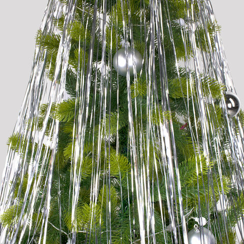 Дождик новогодний, КОМПЛЕКТ 5 штук, ширина 10 см, длина 2 м, серебристый, ЗОЛОТАЯ СКАЗКА, 592290 - МСК «Форвард»