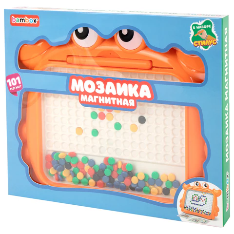 Мозаика магнитная развивающая для детей "Краб", стилус, 101 магнит, 10 карточек, BAMBOX (БАМБОКС), 665889 - МСК «Форвард»