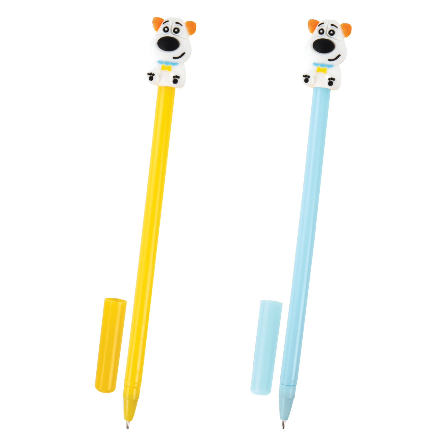 Ручка с топпером шариковая ЮНЛАНДИЯ "Собачка", корпус ассорти, СИНЯЯ, узел 0,7мм, КОМПЛЕКТ 12шт 143807