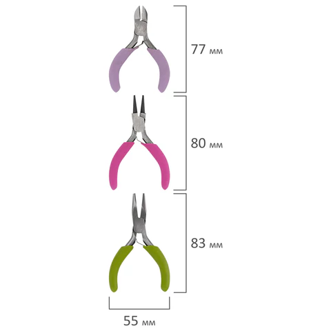 Набор инструментов (круглогубцы, плоскогубцы, бокорезы), 8 см, ОСТРОВ СОКРОВИЩ, 662782 - МСК «Форвард»