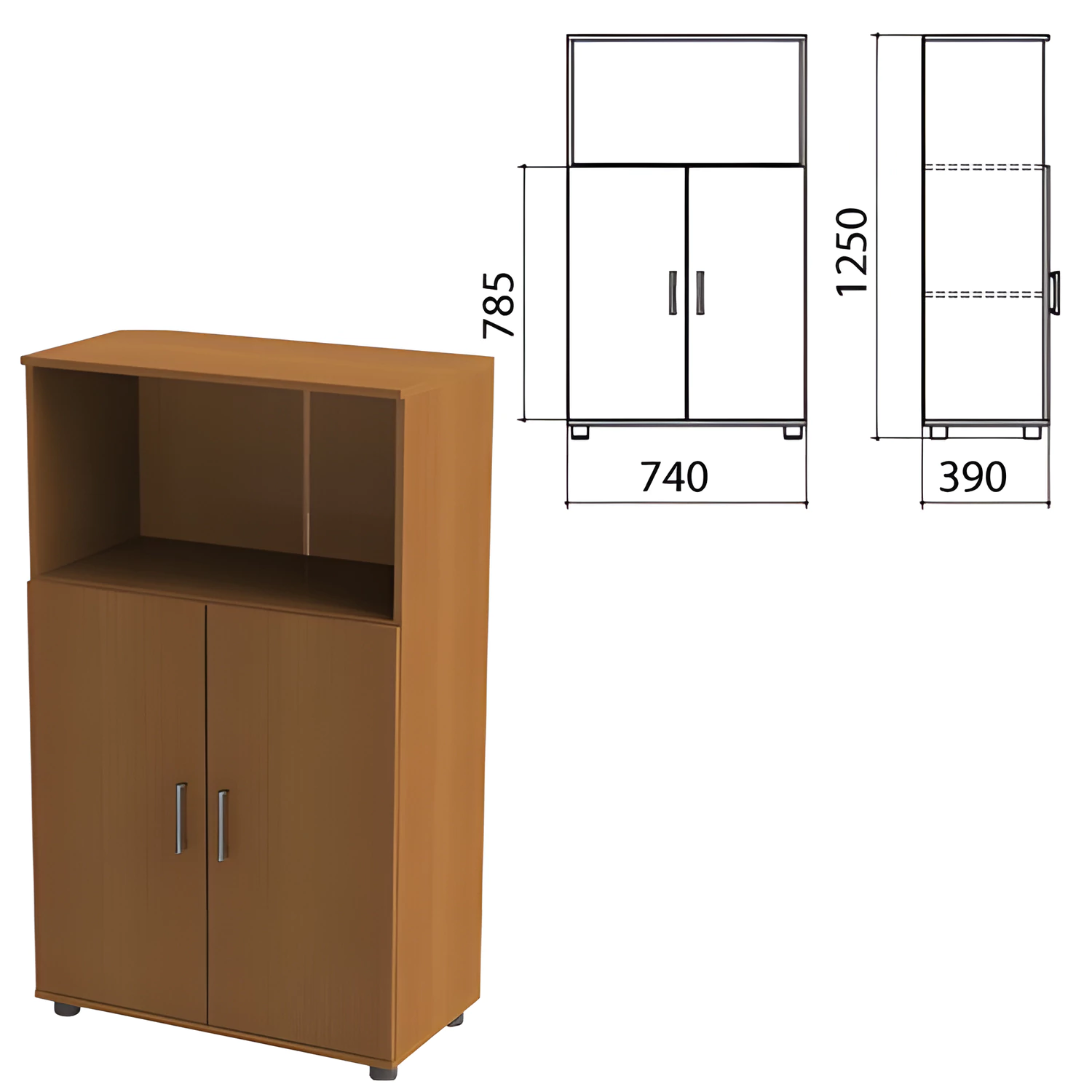 Шкаф полузакрытый "Монолит", 740х390х1250мм, цвет орех (КОМПЛЕКТ) 980106