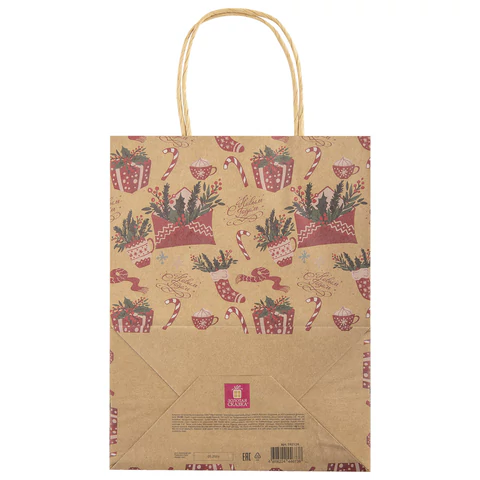 Пакет подарочный КОМПЛЕКТ 10 штук новогодний 18x10x23 см, "Письмо Деду Морозу", ЗОЛОТАЯ СКАЗКА, 592127 - МСК «Форвард»