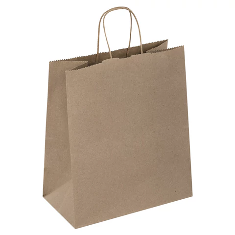 Крафт-пакет бумажный 22х12х25 см, КОМПЛЕКТ 50 шт., крученые ручки, плотность 90 г/м2, LAIMA ECO CRAFT, 609684 - МСК «Форвард»