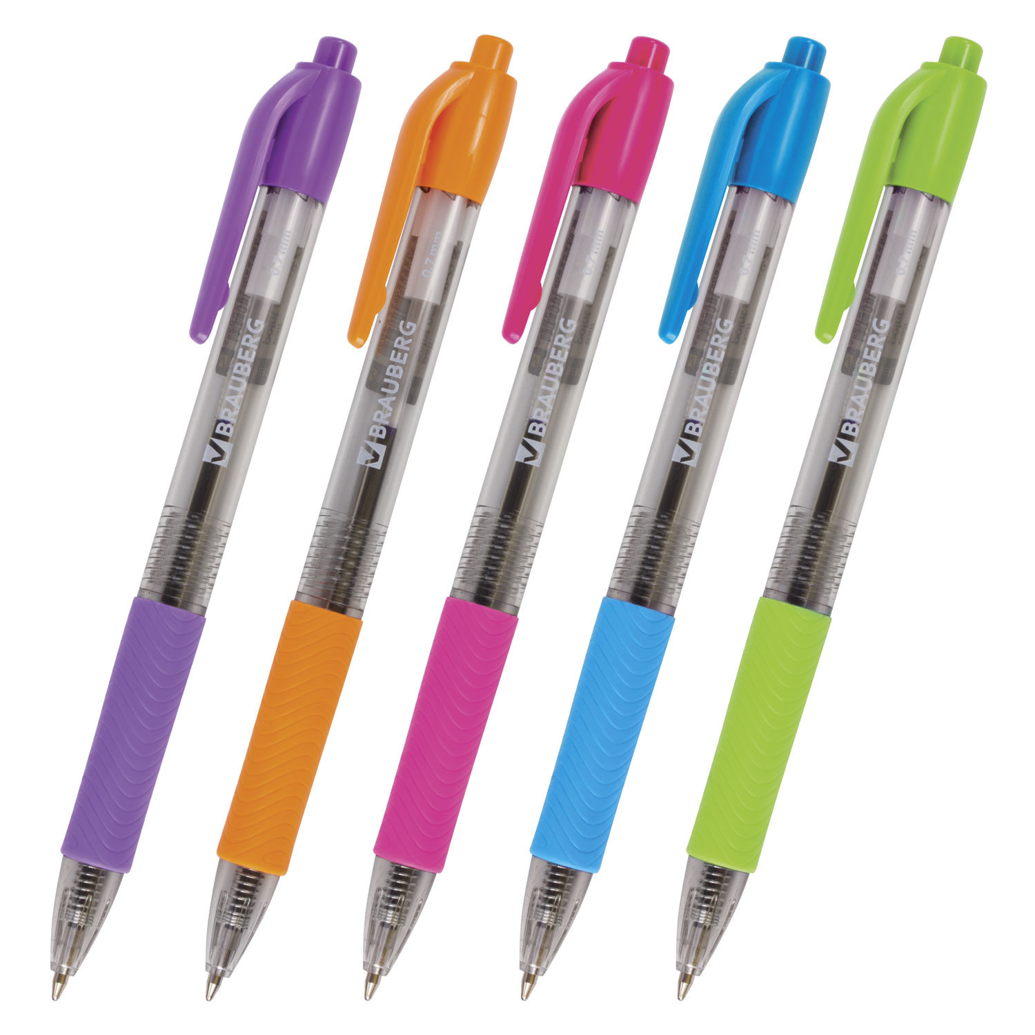 Ручка шариковая автомат. с грипом BRAUBERG Insight, СИНЯЯ,детали ассорти, 0,7мм,линия 0,35мм, 141548