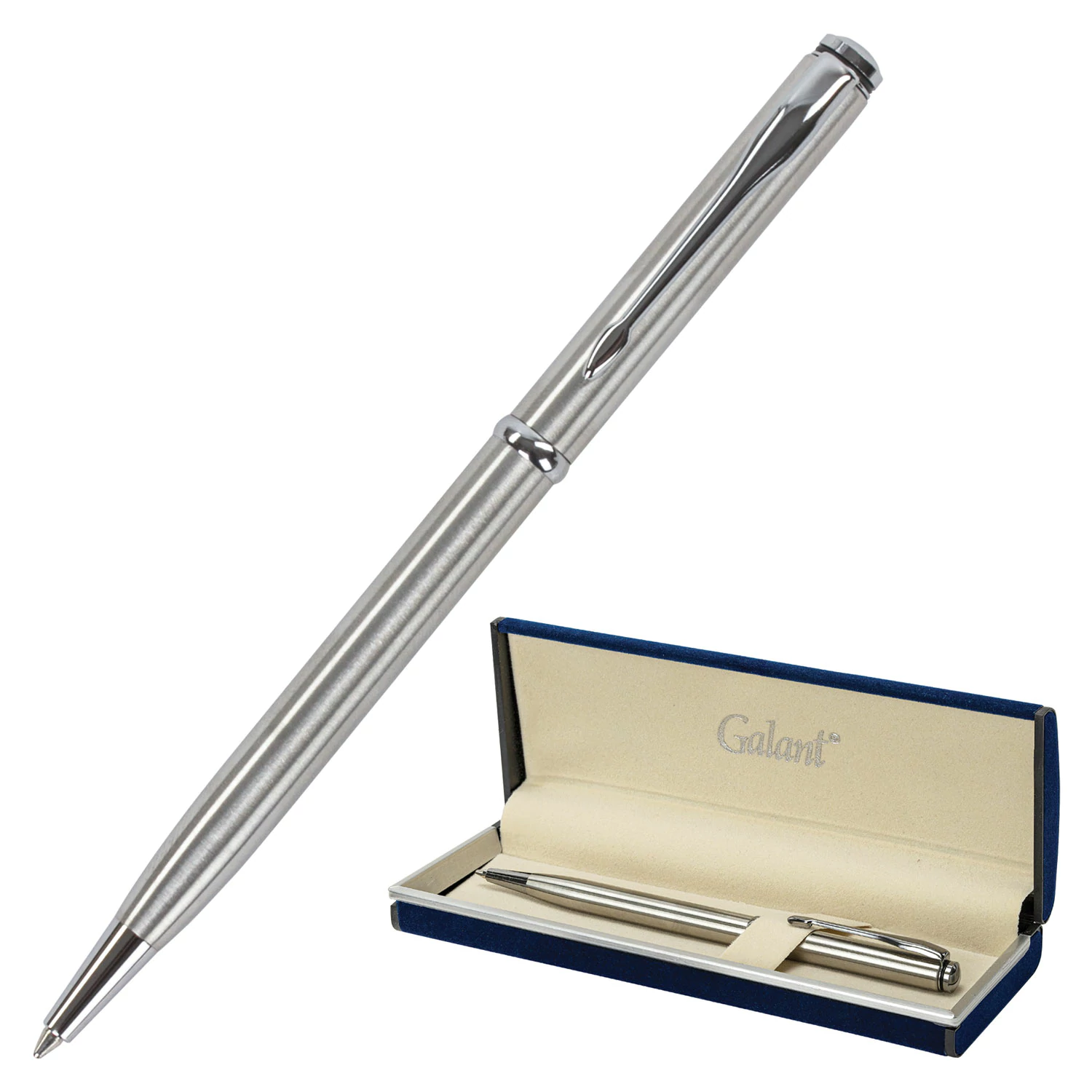 Ручка подарочная шариковая GALANT Arrow Chrome, корпус серебр., хром.детали, 0,7мм, синяя, 140408