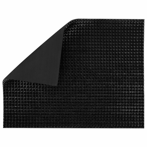 Коврик придверный 45х60 см, ЧЕРНЫЙ пластиковый грязезащитный, толщина 10 мм, "ТРАВКА", PRIMILA, 701063 - МСК «Форвард»
