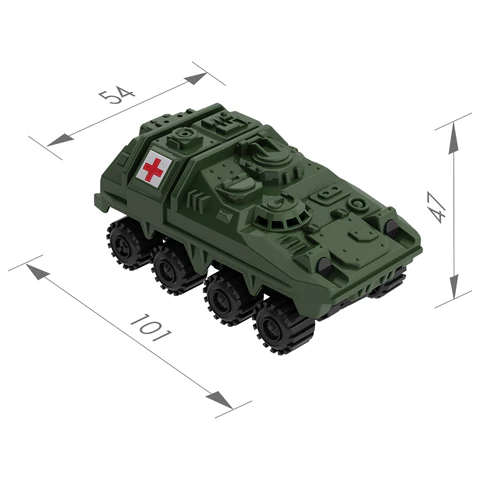 Военная машина игрушечная БРОНЕТРАНСПОРТЕР "Санитар", пластик, 10,1x5,4x4,7 см, НОРДПЛАСТ, 377 666506 - МСК «Форвард»