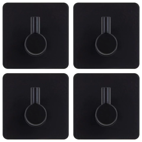 Крючки самоклеящиеся универсальные 4,5x4,5 см, КОМПЛЕКТ 4 шт., сталь, черные, LAIMA Home, 608786 - МСК «Форвард»