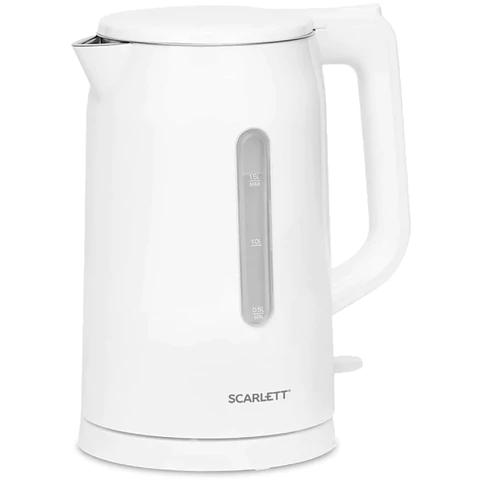Чайник SCARLETT SC-EK21S31, 1,5 л, 2200 Вт, закрытый нагревательный элемент, двойные стенки, белый 457209