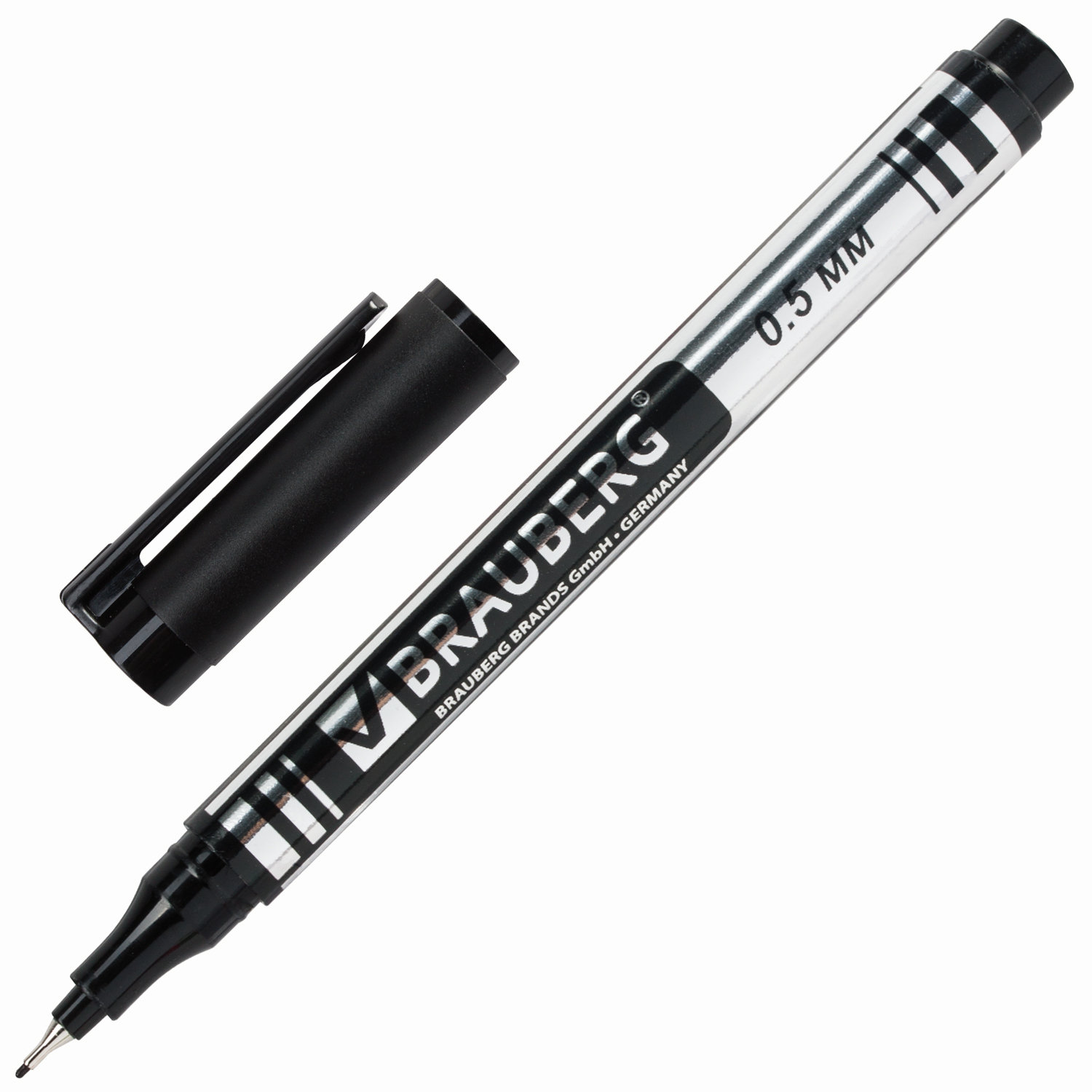 Маркер для CD и DVD BRAUBERG, ЧЕРНЫЙ, супертонкий металлический наконечник 0,5мм, 150512