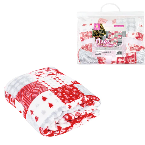 Плед новогодний 150х200 см, "Лоскутки", полиэстер, 210 г/м2, ЗОЛОТАЯ СКАЗКА, 592531 - МСК «Форвард»