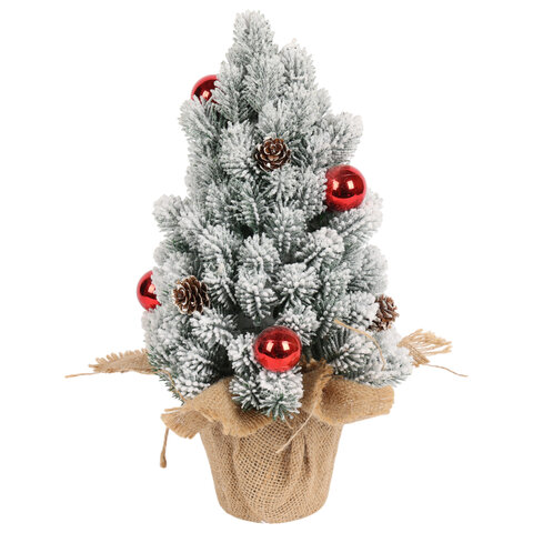 Ель новогодняя искусственная 32 см, заснеженная с декором, литой ПЭТ, ЗОЛОТАЯ СКАЗКА, 592514 - МСК «Форвард»