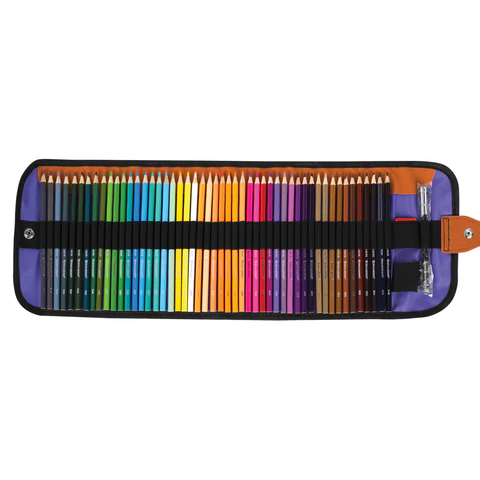 Карандаши цветные супермягкие яркие классические в пенале-скрутке BRAUBERG MAX 50 цветов + держатель и точилка, натуральное дерево, 182007 - МСК «Форвард»