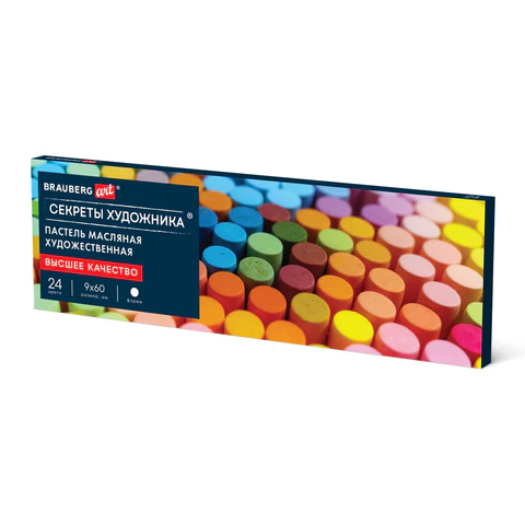 Пастель масляная художественная BRAUBERG ART "Секреты художника", 24 цвета, круглое сечение, 182096 - МСК «Форвард»