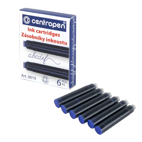 Картриджи чернильные СИНИЕ CENTROPEN, КОМПЛЕКТ 6 шт., 0019/6 1 0019 0601 143686